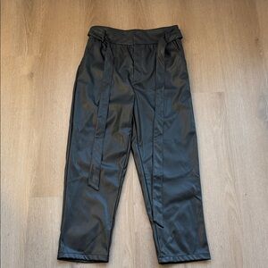 NWT SHEIN Curve Black Leather High Waisted Paper Bag Pants